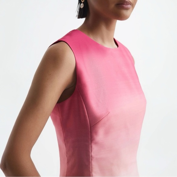 Leo Lin Dress Cleo Ombré Pink Coral Sleeveless A-Line Cocktail Midi Dress Size 6 - Picture 14 of 17